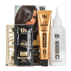 Hair farbe V-color no. 5.34 (hellbraun gold kupfer)-heimtrikot mit shampoo und hair maske free TH Pharma