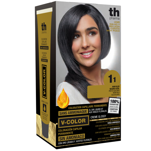 Hair farbe V-color no.1.1 (blau schwarz)-heimtrikot mit shampoo und hair maske free TH Pharma