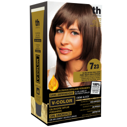 Hair farbe V-color no.7.23 (mittelgoldenes Perlgold)-heimtrikot mit shampoo und hair maske free