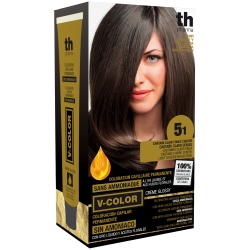 Hair farbe V-color no.5.1 (hellbraune Asche)-heimtrikot mit shampoo und hair maske free