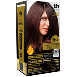 Hair farbe V-color no.5.57 (hellbraun mahagoni violett)-heimtrikot mit shampoo und hair maske free