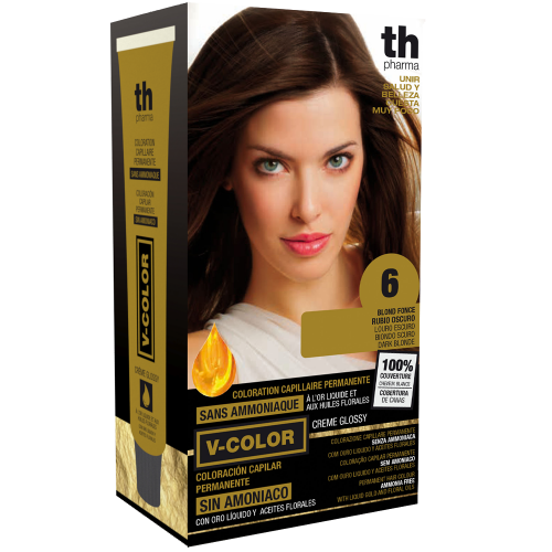 Hair farbe V-color no.6 (dunkelblond)-heimtrikot mit shampoo und hair maske free TH Pharma