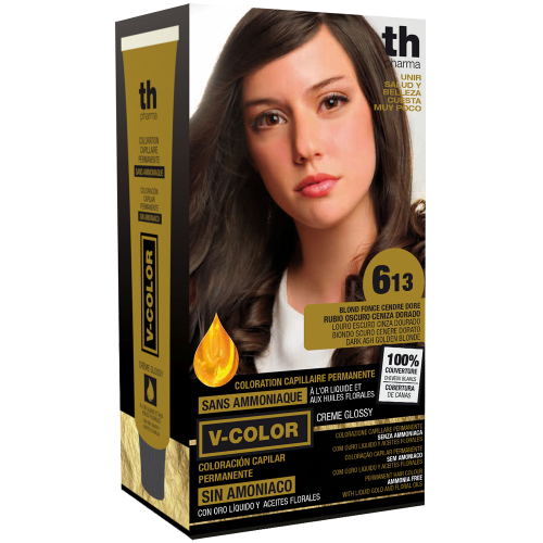 Hair farbe V-color no.6.13 ( dunkle aschgoldblond)-heimtrikot mit shampoo und hair maske free TH Pharma