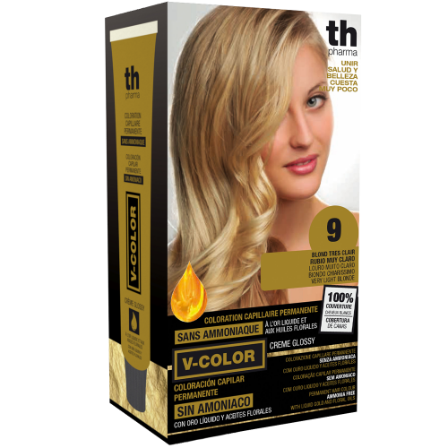 Hair farbe V-color no.9 (sehr hellblond)-heimtrikot mit shampoo und hair maske free TH Pharma