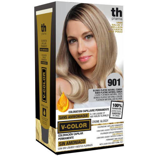 Hair farbe V-color no.901 (Super Platin Asche)-heimtrikot mit shampoo und hair maske free TH Pharma